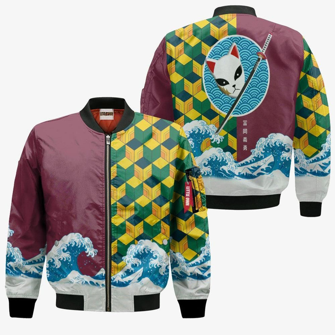 FUNSTUFFPRINT Giyu Tomioka Bomber Jacket Custom KNY Cosplay Costumes 3D Bomber Jacket