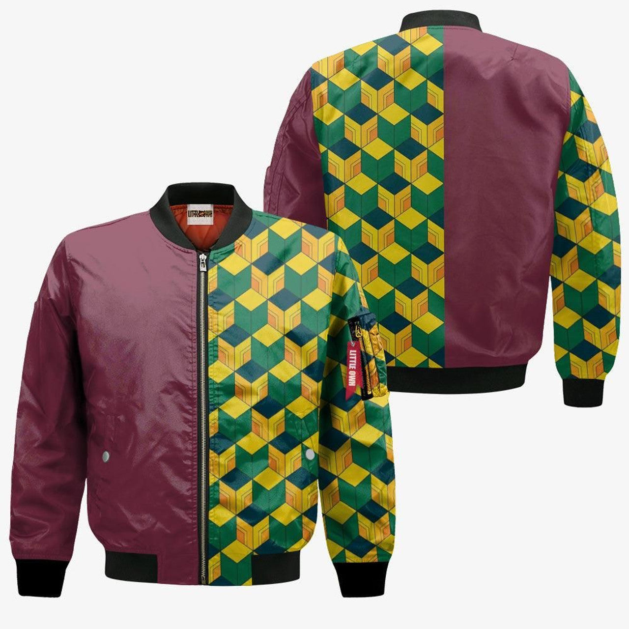 FUNSTUFFPRINT Giyuu Tomioka Pattern Bomber Jacket Custom KNY Cosplay Costumes 3D Bomber Jacket