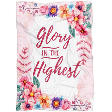 FUNSTUFFPRINT Glory In The Highest Fleece Blanket - Christian Blanket - Bible Verse Blanket