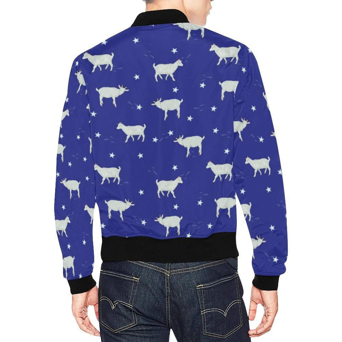FUNSTUFFPRINT Goat Sheep Pattern Print Mens 3D Bomber Jacket