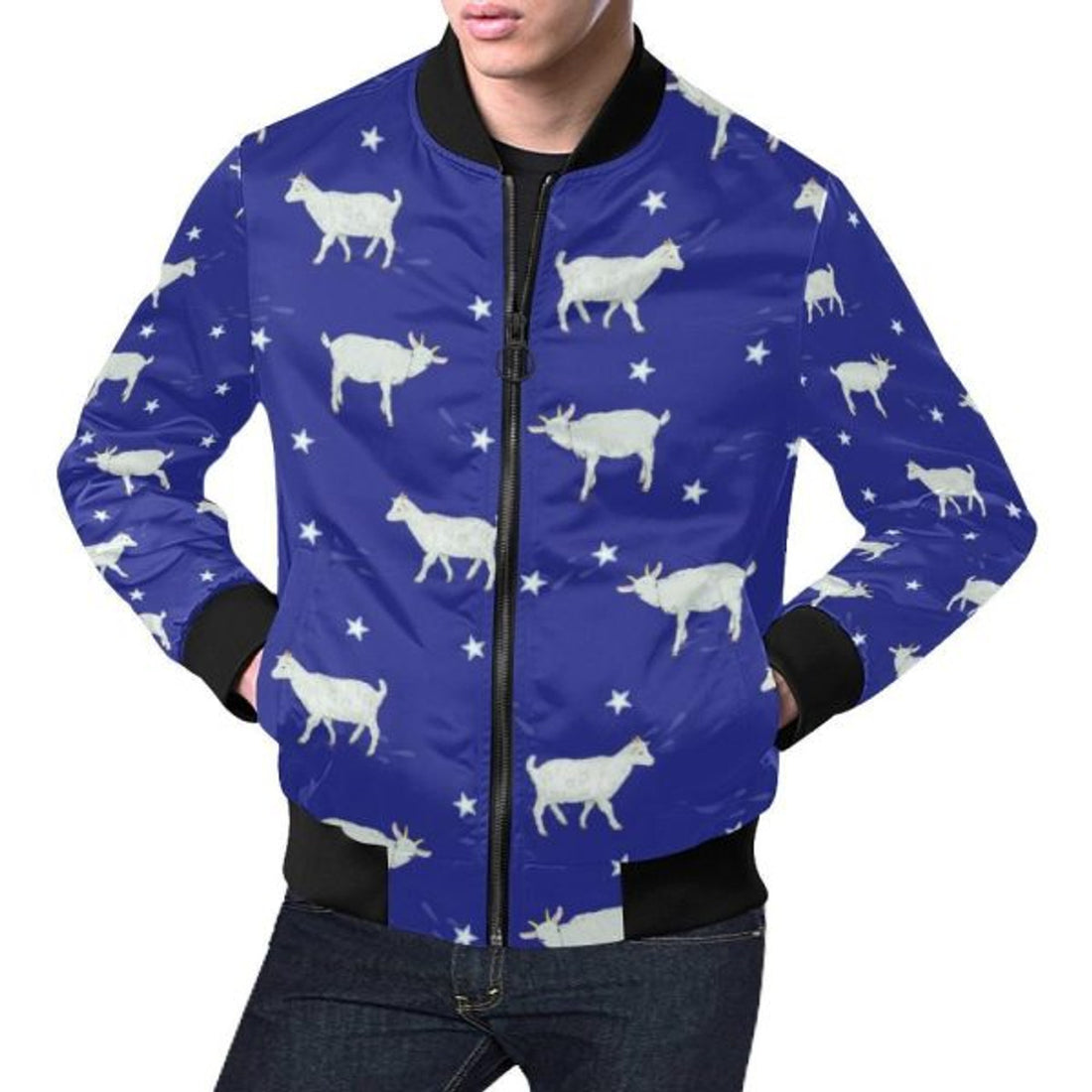 FUNSTUFFPRINT Goat Sheep Pattern Print Men's 3D Bomber Jacket