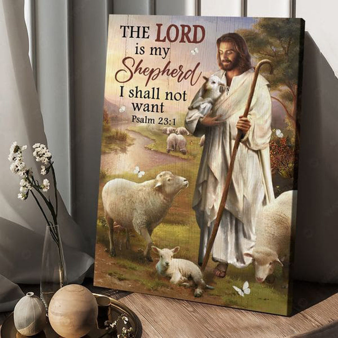 God And Lamb, The Lord Is My Shepherd I Shall Not Want, God Poster Poster and Canvas