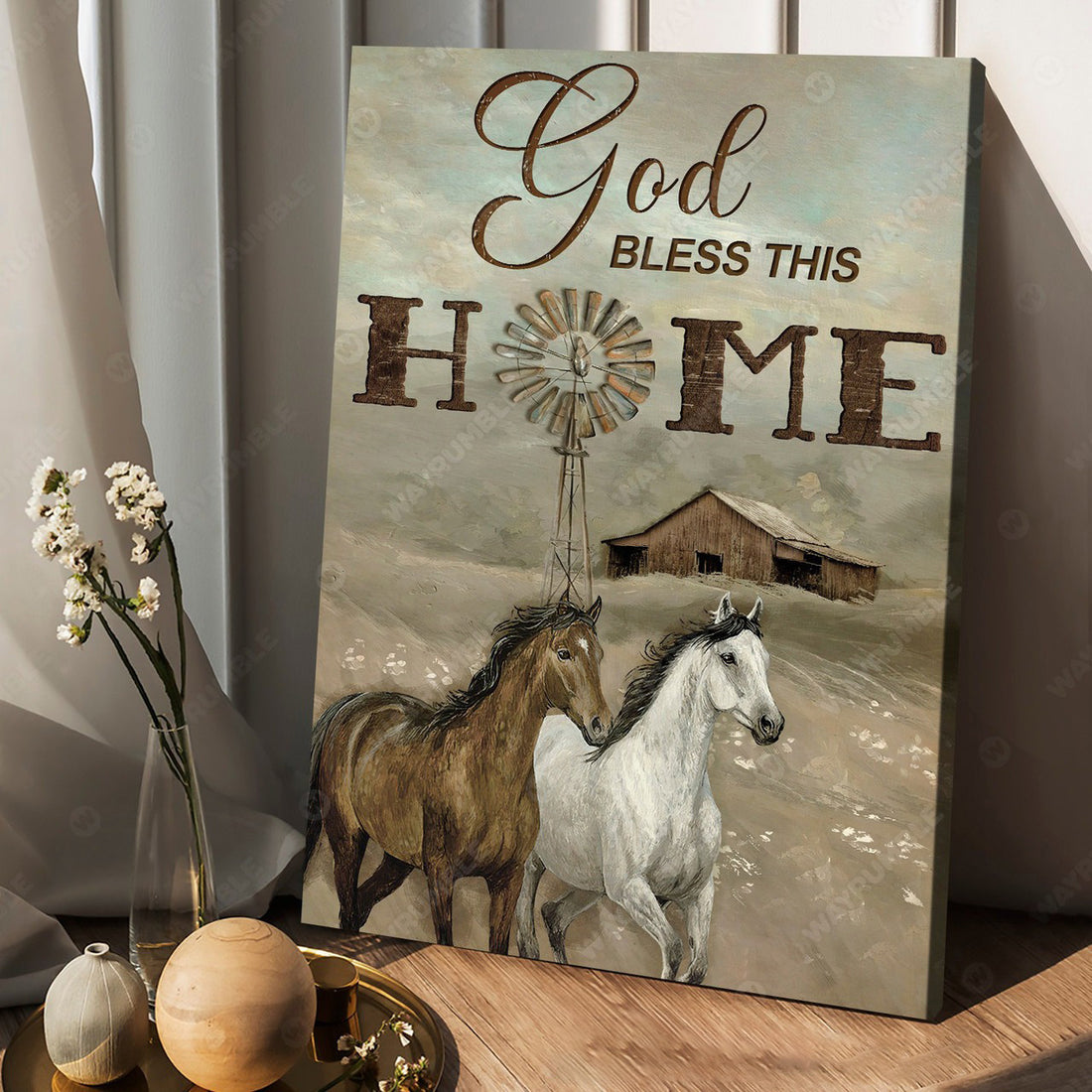 God Bless This Home, Horse Poster, Horse Couple Poster and Canvas