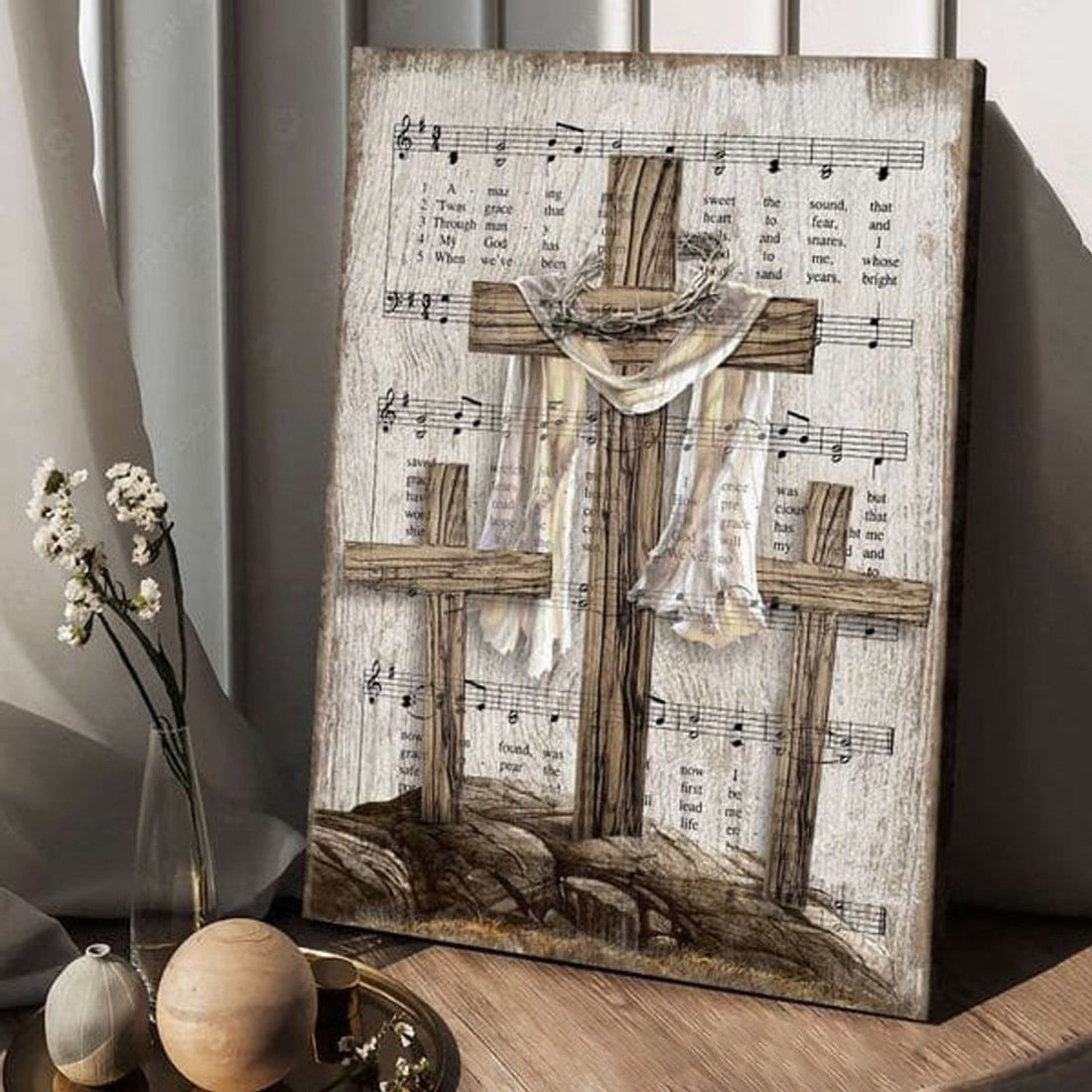 God Cross, Music Sheet, Poster Decor, Believe In God Poster and Canvas