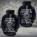 FUNSTUFFPRINT Matching Couple 3D All Over Hoodie God Gave Me My Husband Wife 3D Hoodie and Zip Hoodie