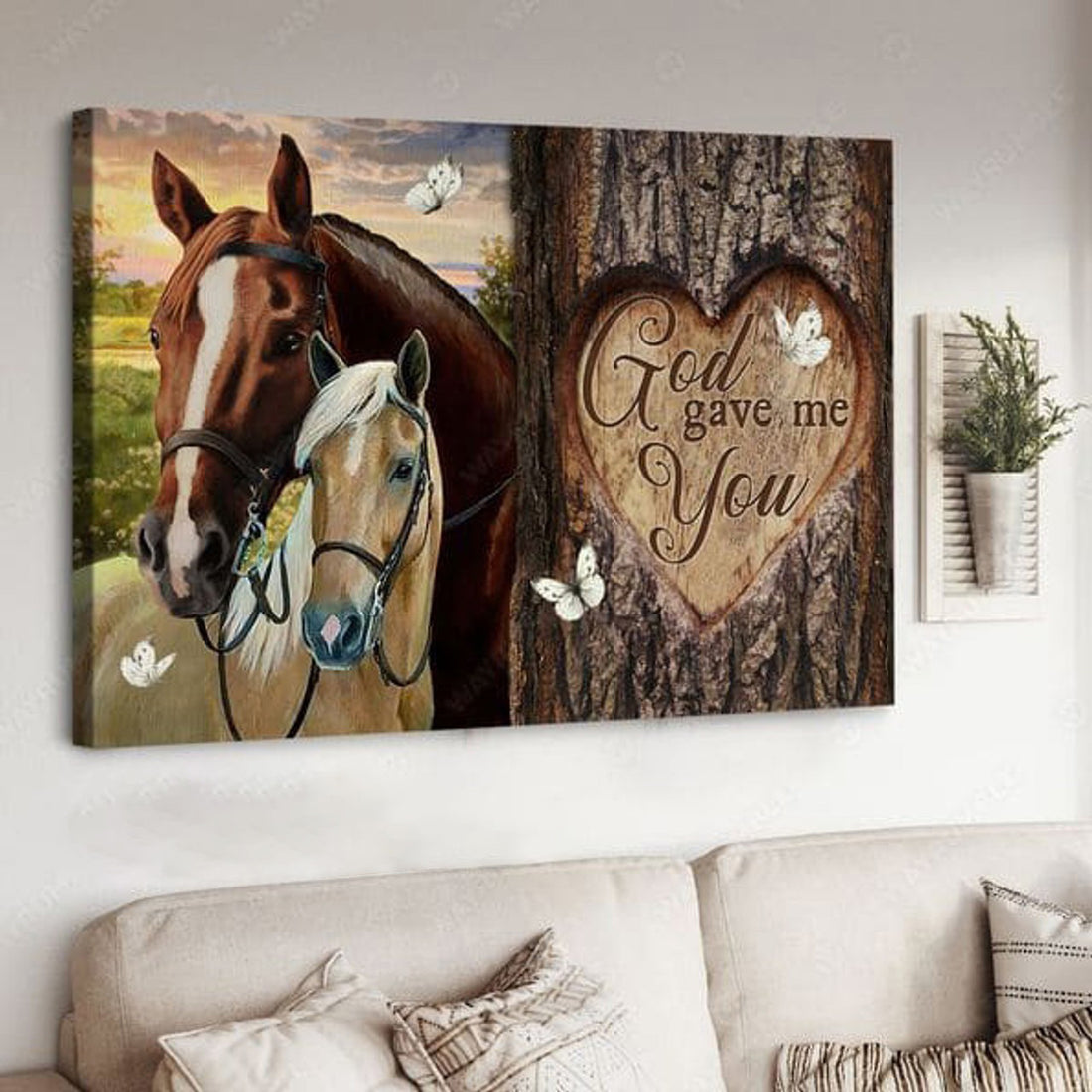God Gave Me You, Horse lover, Horse Poster, Butterfly And Horse Poster and Canvas