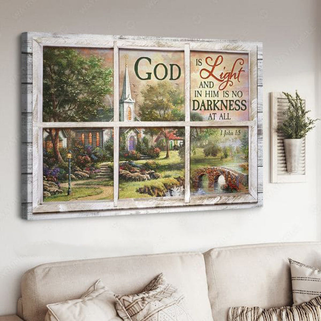 God Is Light And In Him Is No Darkness At All, Window Decor Poster and Canvas