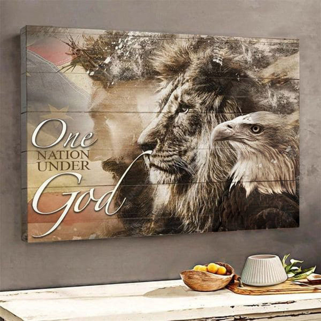 God Lion Eagle, One Nation Under God Poster and Canvas