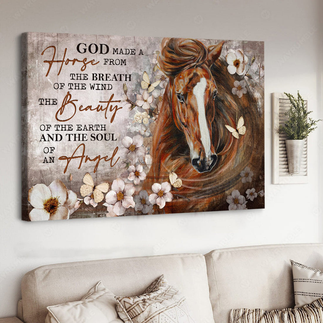 God Made A Horse From The Breath Of The Wind The Beauty Of The Earth And The Soul Of Aa Angel, Horse Poster Poster and Canvas