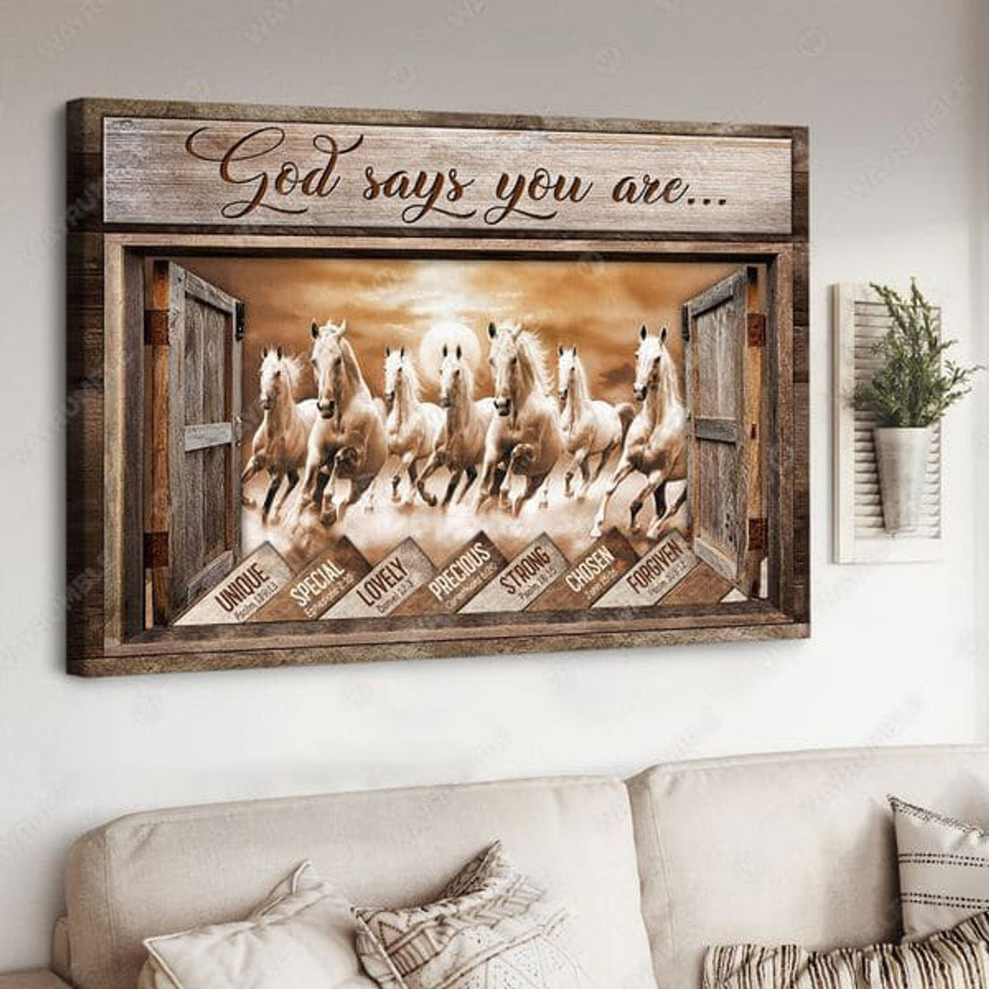 God Says You Are Horse Unque Special Lovely Precious Strong Chosen Forgiven Poster and Canvas