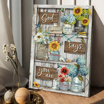 God Says You Are Lovely Special Strong Chosen Hummingbird Sunflower, Poster Decor Poster and Canvas