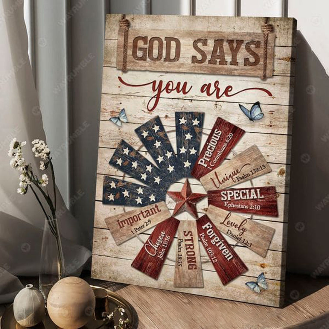 God Says You Are Unique Special Strong Lovely Chosen Precious America Poster Poster and Canvas