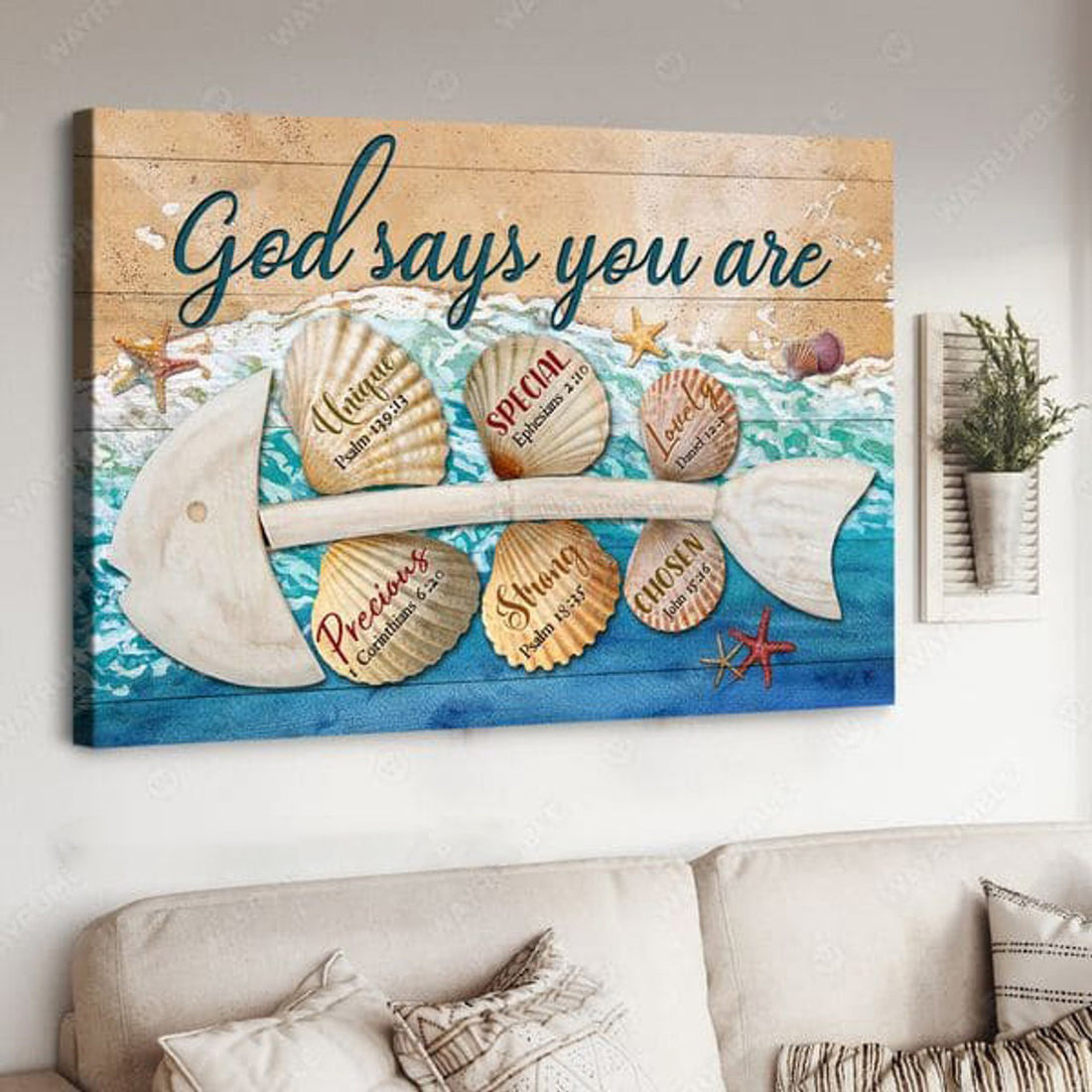 God Says You Are Unique Special Lovely Precious Strong Chosen, Beach Poster, Summer Gift Poster and Canvas