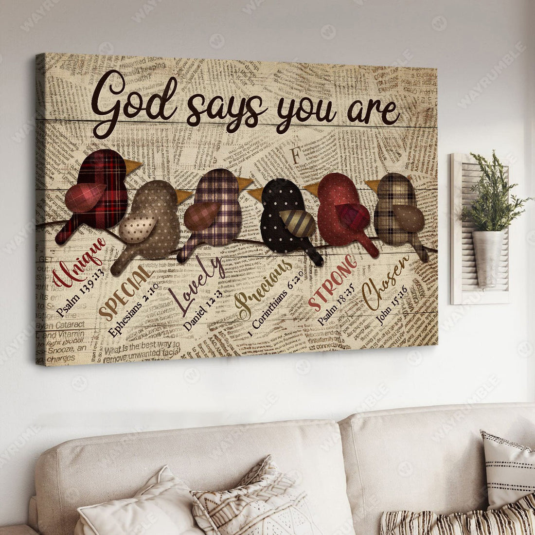 God Says You Are Unique Special Lovely Precious Strong Chosen, Bird Poster Poster and Canvas