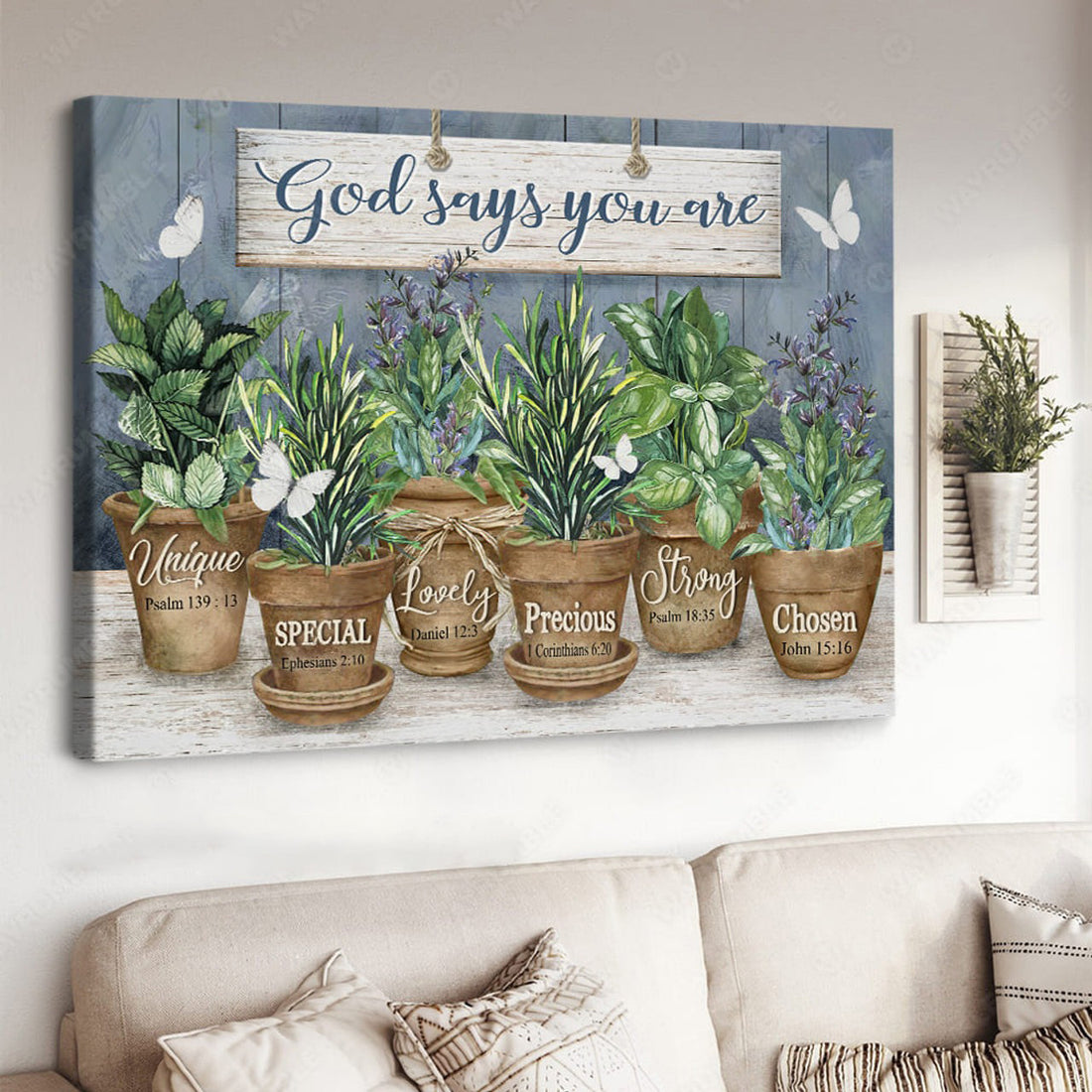 God Says You Are Unique Special Lovely Precious Strong Chosen, Garden Poster Poster and Canvas