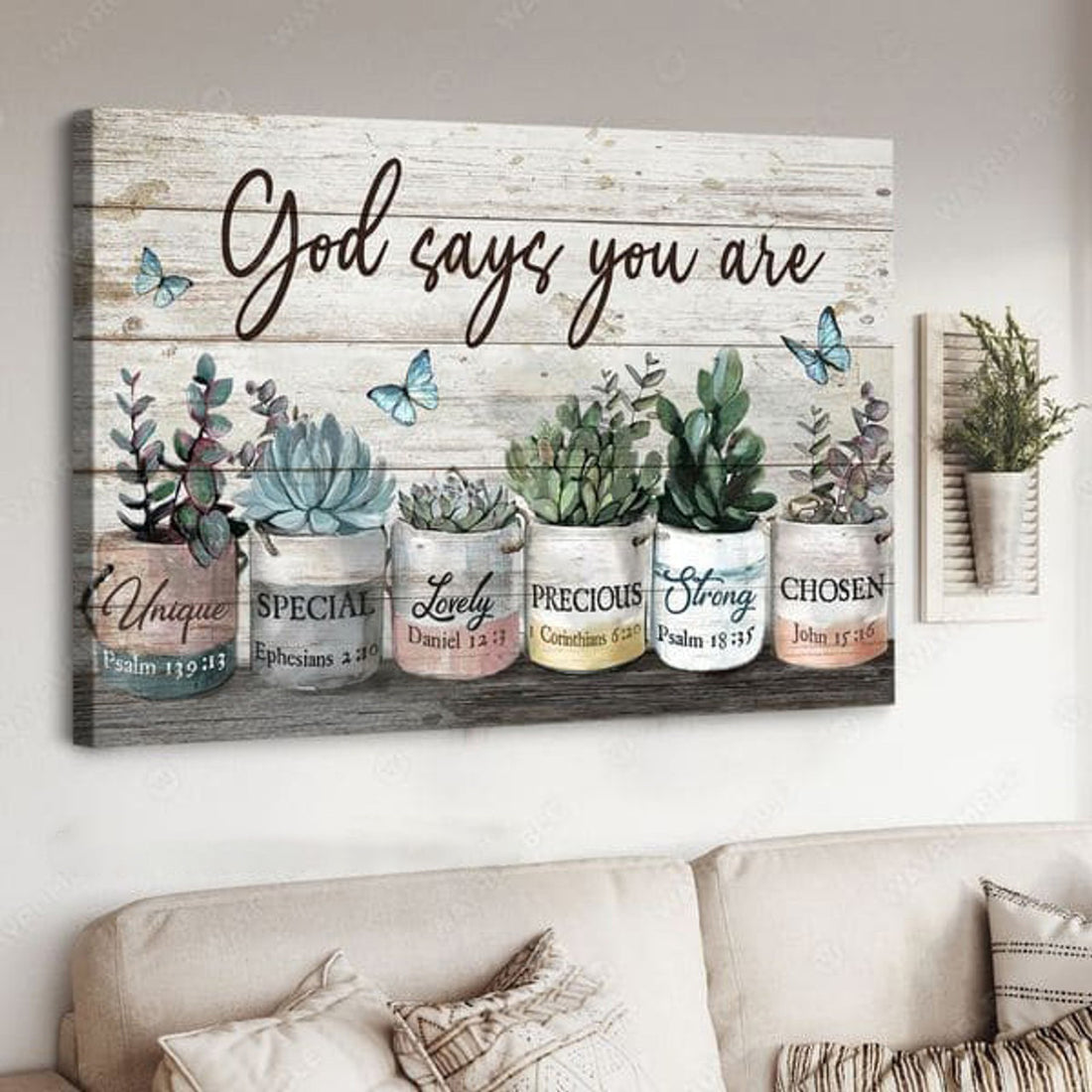 God Says You Are Unique Special Lovely Precious Strong Chosen, Wall Poster Decor Poster and Canvas