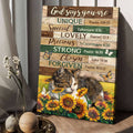 God Says You Are Unique Special Lovely Precious Strong Chosen Forgiven, Cat Lover, Butterfly Sunflower Poster and Canvas