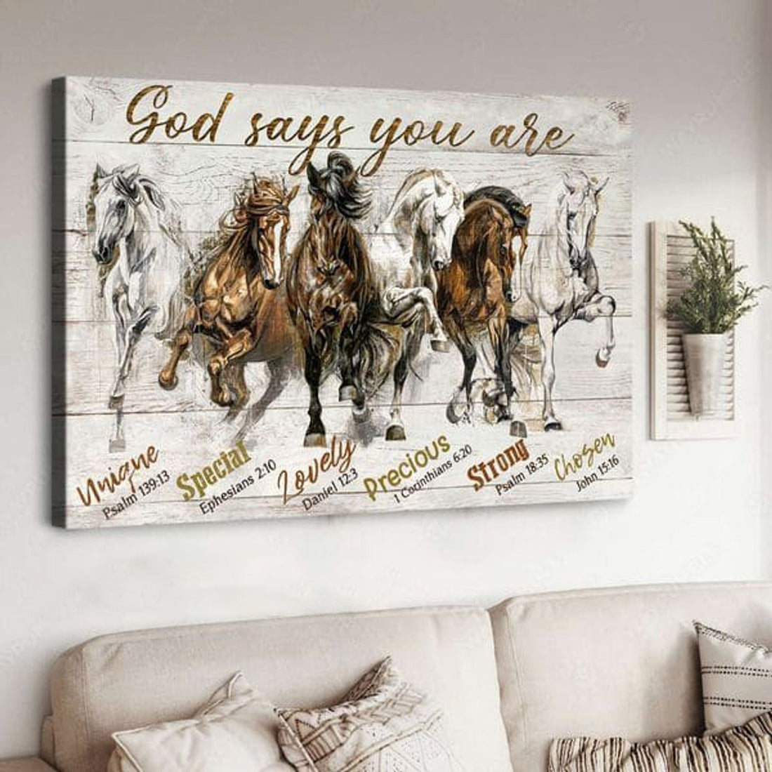 God Says You Are Unique Special Lovely Precious Strong Chosen, Horse Poster Poster and Canvas