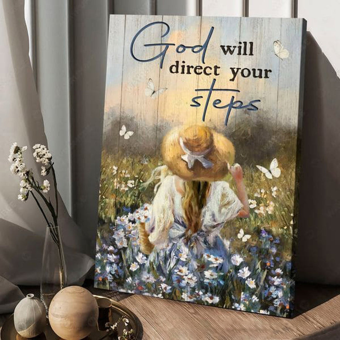 God Will Direct Your Steps, Flower Butterfly, Flower Lover Poster and Canvas