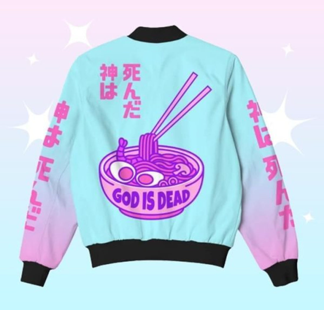 FUNSTUFFPRINT God is dead noodle japanese Bomber Jacket