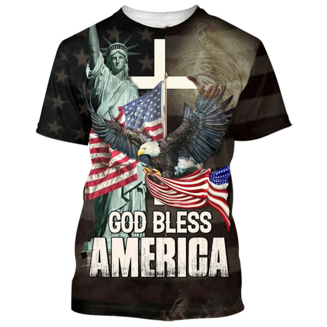 FUNSTUFFPRINT God Bless America Christian 3D T-shirt