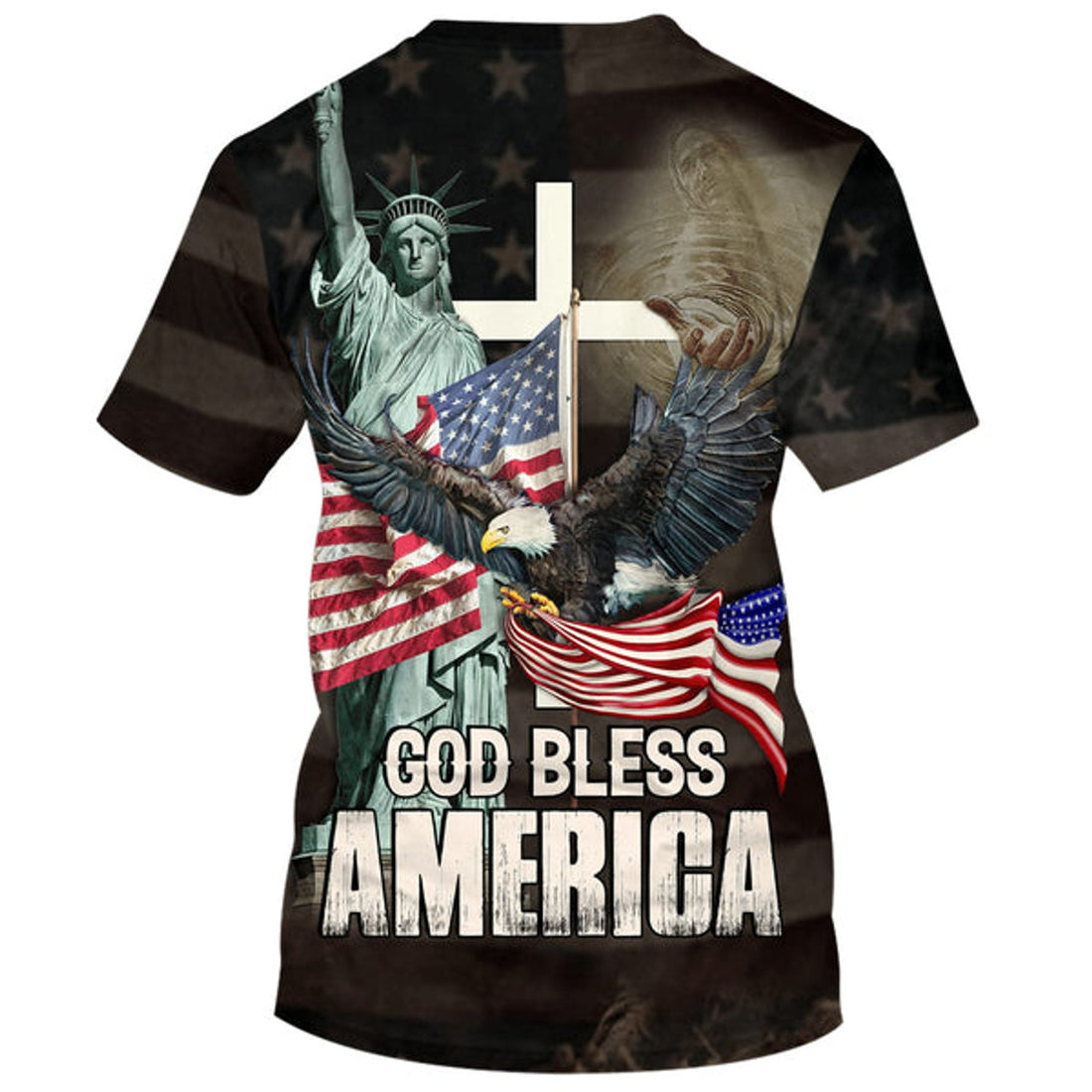 FUNSTUFFPRINT God Bless America Christian 3D T-shirt