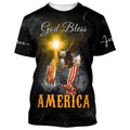 FUNSTUFFPRINT God Bless America Eagle Cross Christ Christian 3D T-shirt