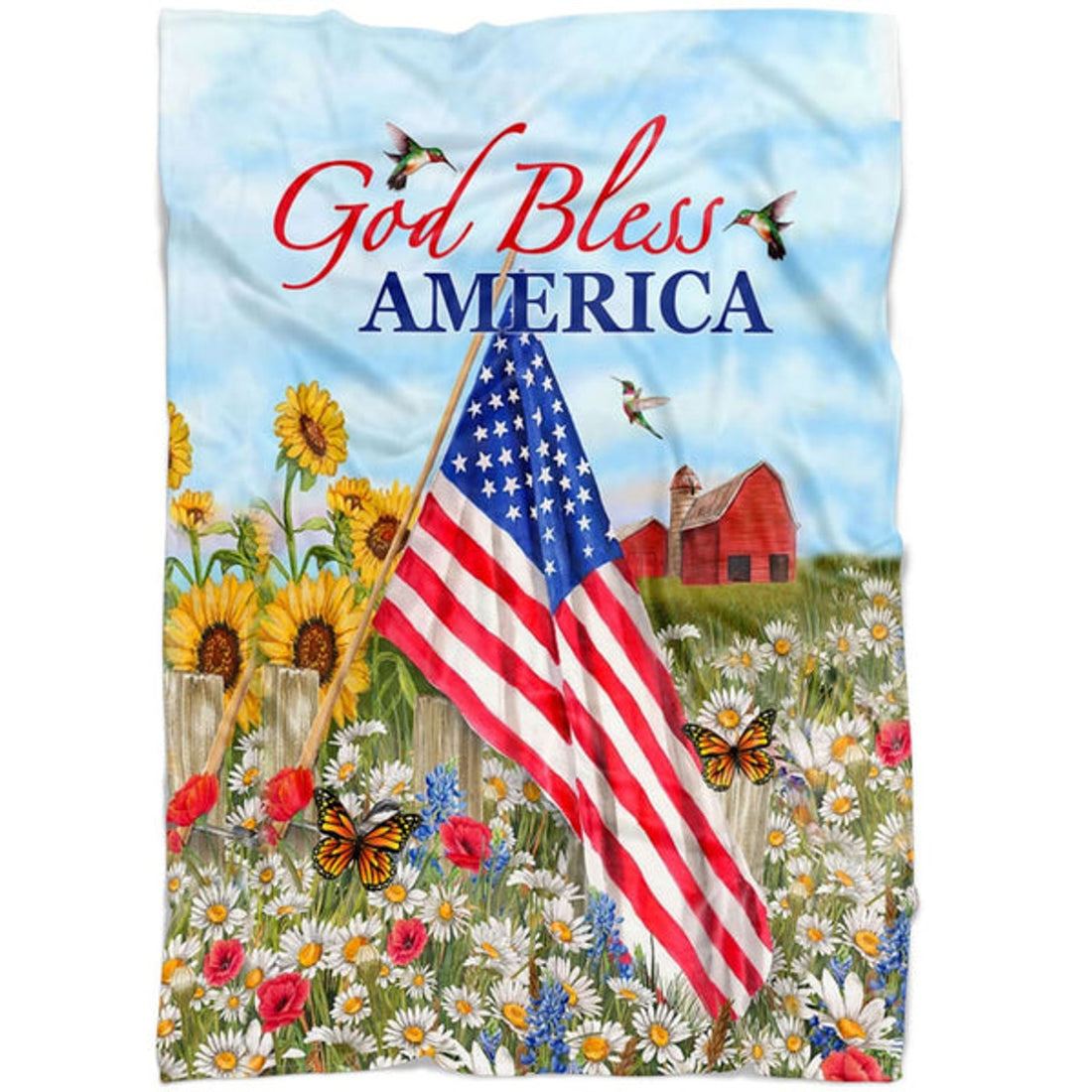 FUNSTUFFPRINT God Bless America Fleece Blanket - Christian Blanket - Bible Verse Blanket