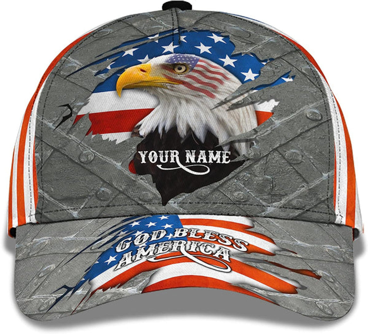 FUNSTUFFPRINT God Bless America Jesus Religion Eagle And American Flag Custom Name All Over Print Baseball Cap - Christian Hats For Men Women