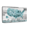 God Bless America Map Canvas Wall Art - Christian Canvas Wall Art - Religious Wall Art Canvas