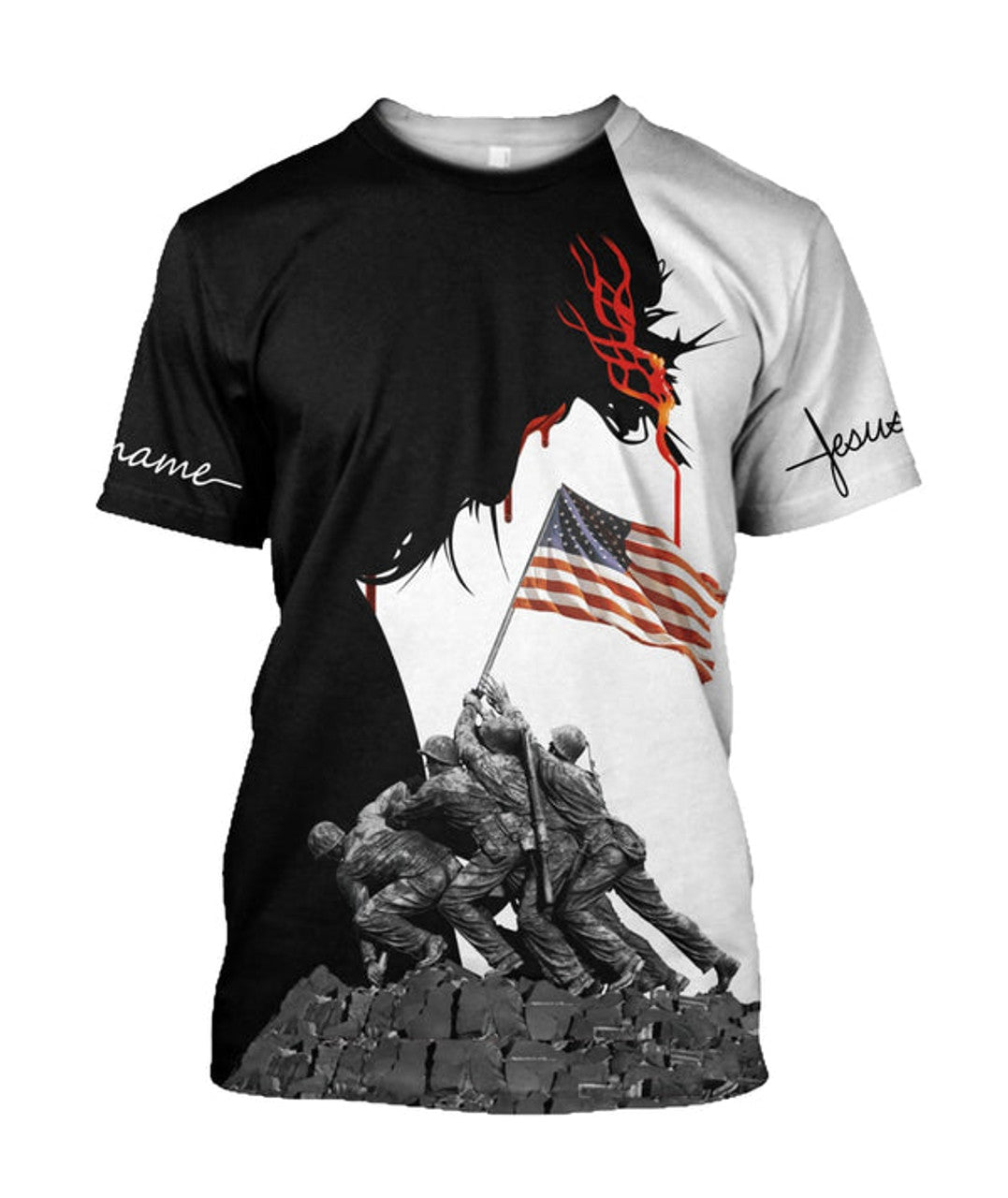 FUNSTUFFPRINT God Bless America One Flag One Land One Heart Customized Shirt - Christian 3D T-shirt
