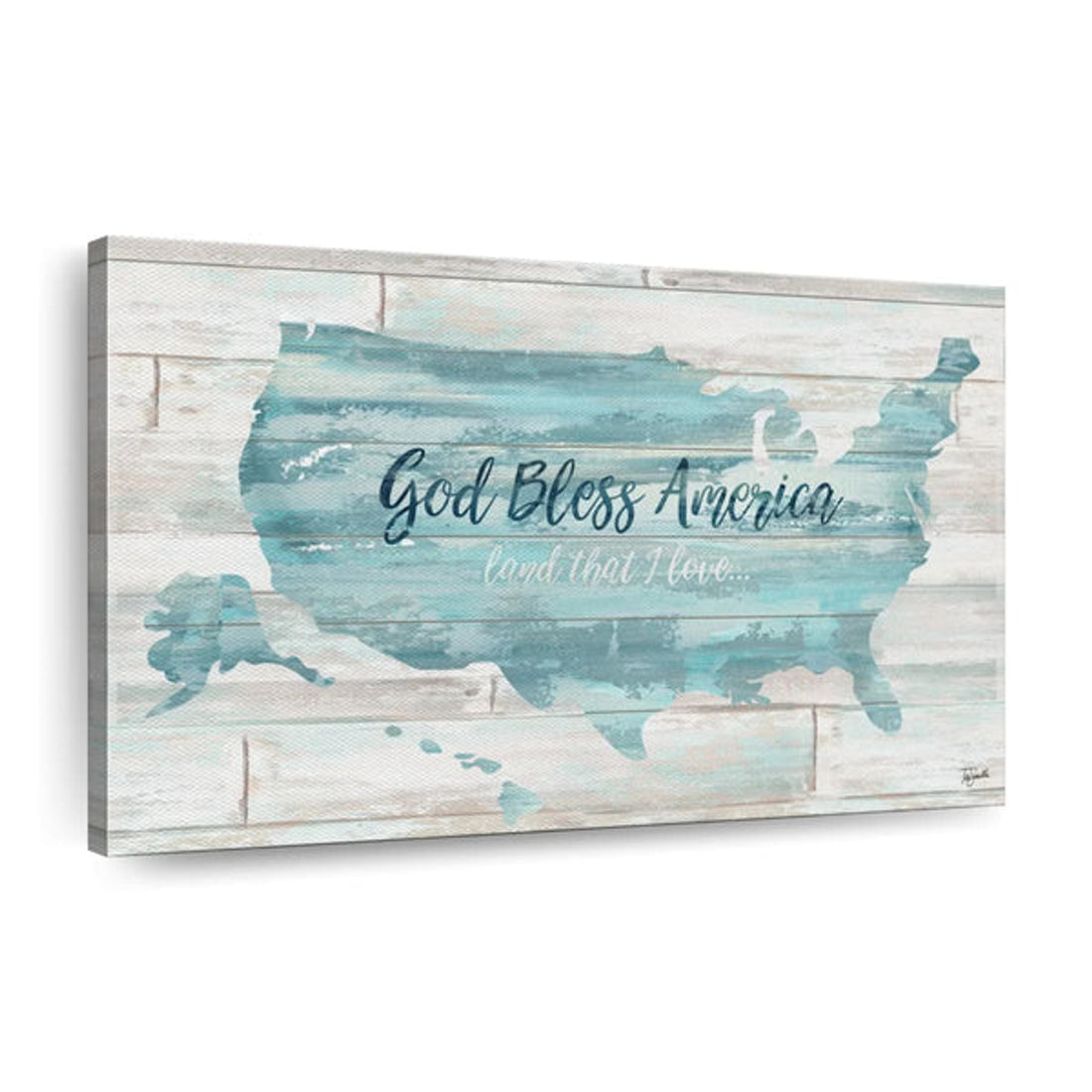 God Bless America USA Map Canvas Wall Art - Christian Canvas Wall Art - Religious Wall Art Canvas