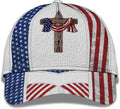 FUNSTUFFPRINT God Bless American Flag On Cross All Over Print Baseball Cap - Christian Hats For Men Women
