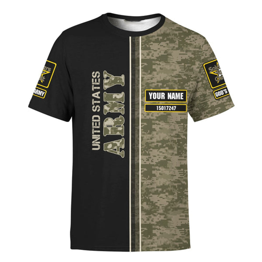 FUNSTUFFPRINT God Bless American Veterans Jesus Customized Shirt - Christian 3d Shirts For Men Women - Custom Name 3D T-shirt