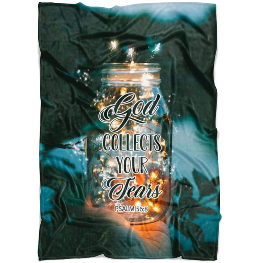FUNSTUFFPRINT God Collects Your Tears Psalm 56 8 Fleece Blanket - Christian Blanket - Bible Verse Blanket