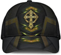 FUNSTUFFPRINT God Cross Metal Gold All Over Print Baseball Cap - Christian Hats For Men Women