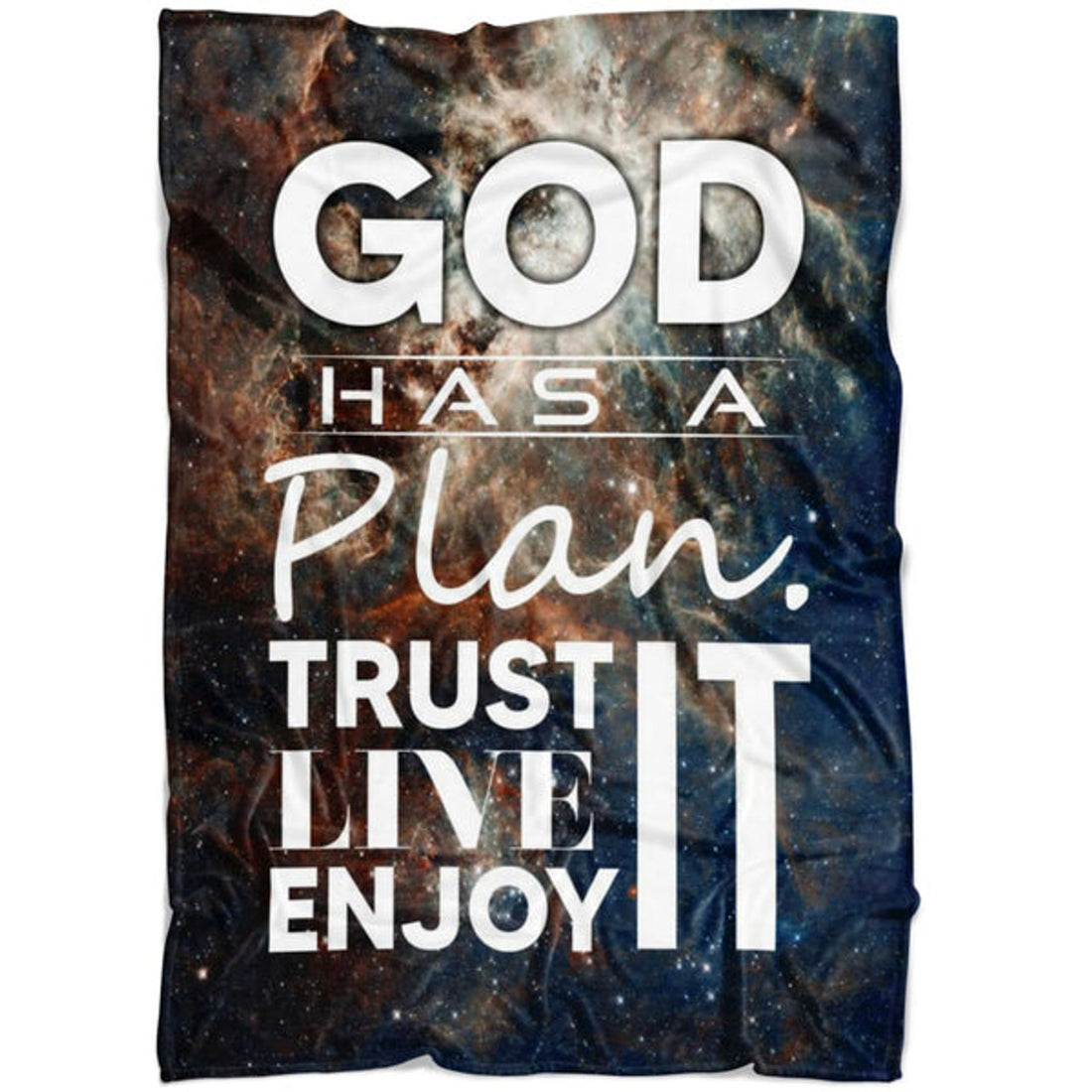 FUNSTUFFPRINT God Has A Plan Trust It Live It Enjoy It Fleece Blanket - Christian Blanket - Bible Verse Blanket
