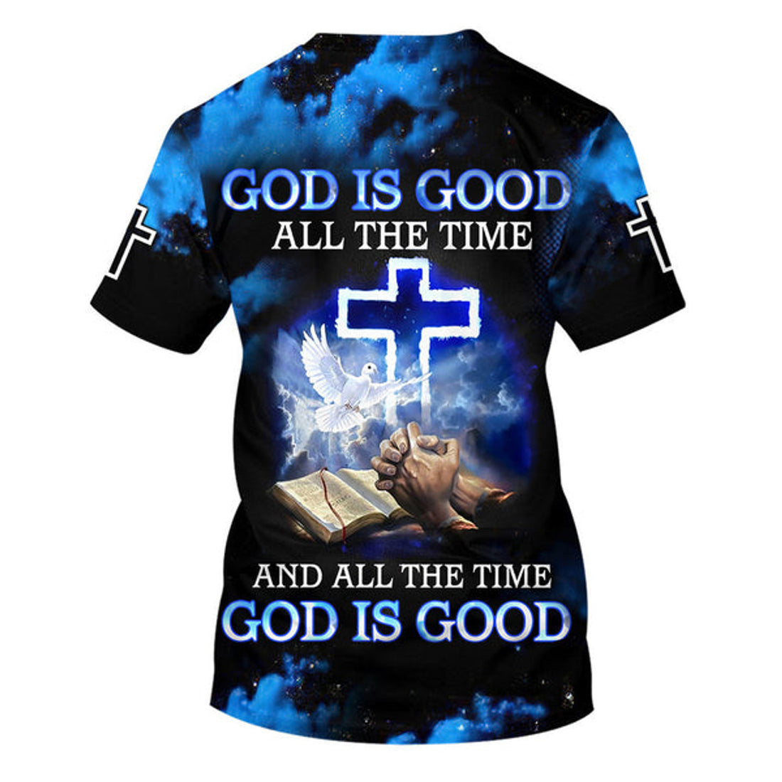 FUNSTUFFPRINT God Is Good All The Time Hand Prayer Christian 3D T-shirt