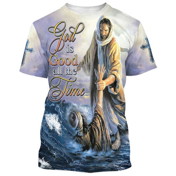 FUNSTUFFPRINT God Is Good All The Time Jesus Heal People Christian 3D T-shirt