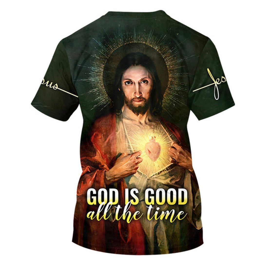 FUNSTUFFPRINT God Is Good All The Time Sacred Heart Of Jesus Christian 3D T-shirt