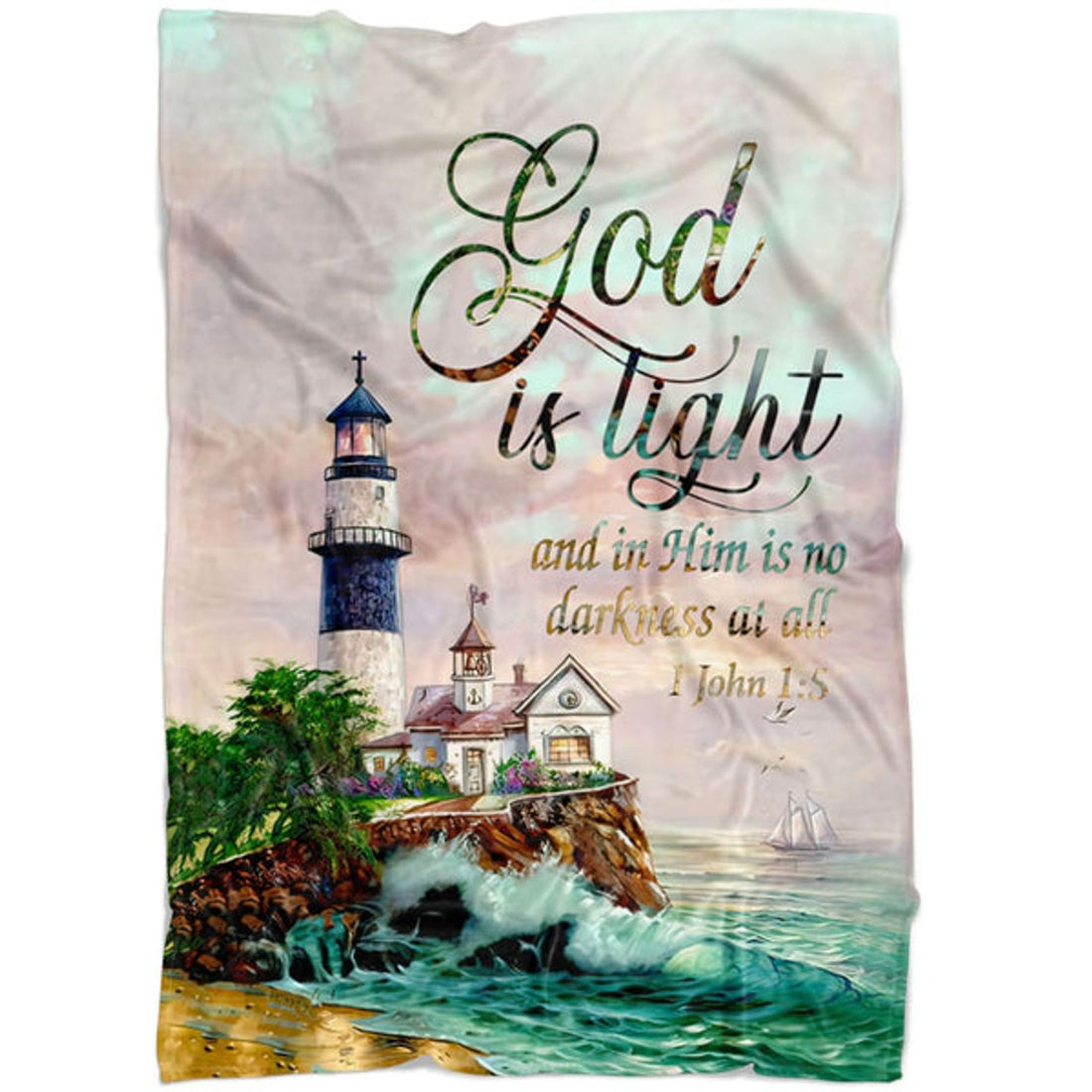 FUNSTUFFPRINT God Is Light 1 John 15 Kjv Fleece Blanket - Christian Blanket - Bible Verse Blanket