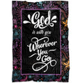 FUNSTUFFPRINT God Is With You Wherever You Go Joshua 19 Fleece Blanket - Christian Blanket - Bible Verse Blanket