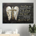 God Jesus Faith Angel Wings Crown Of Thorn Cross Symbol Canvas Framed Believe In Jesus Canvas Wall Art - Christian Wall Decor
