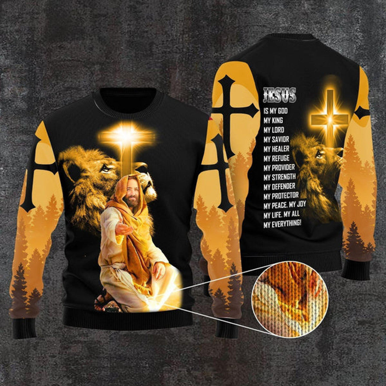 FUNSTUFFPRINT God Jesus Is My Everything Ugly Christmas Sweater For Men & Women - Jesus Christ Sweater - Christian Shirts Gifts Idea Ugly  Sweater