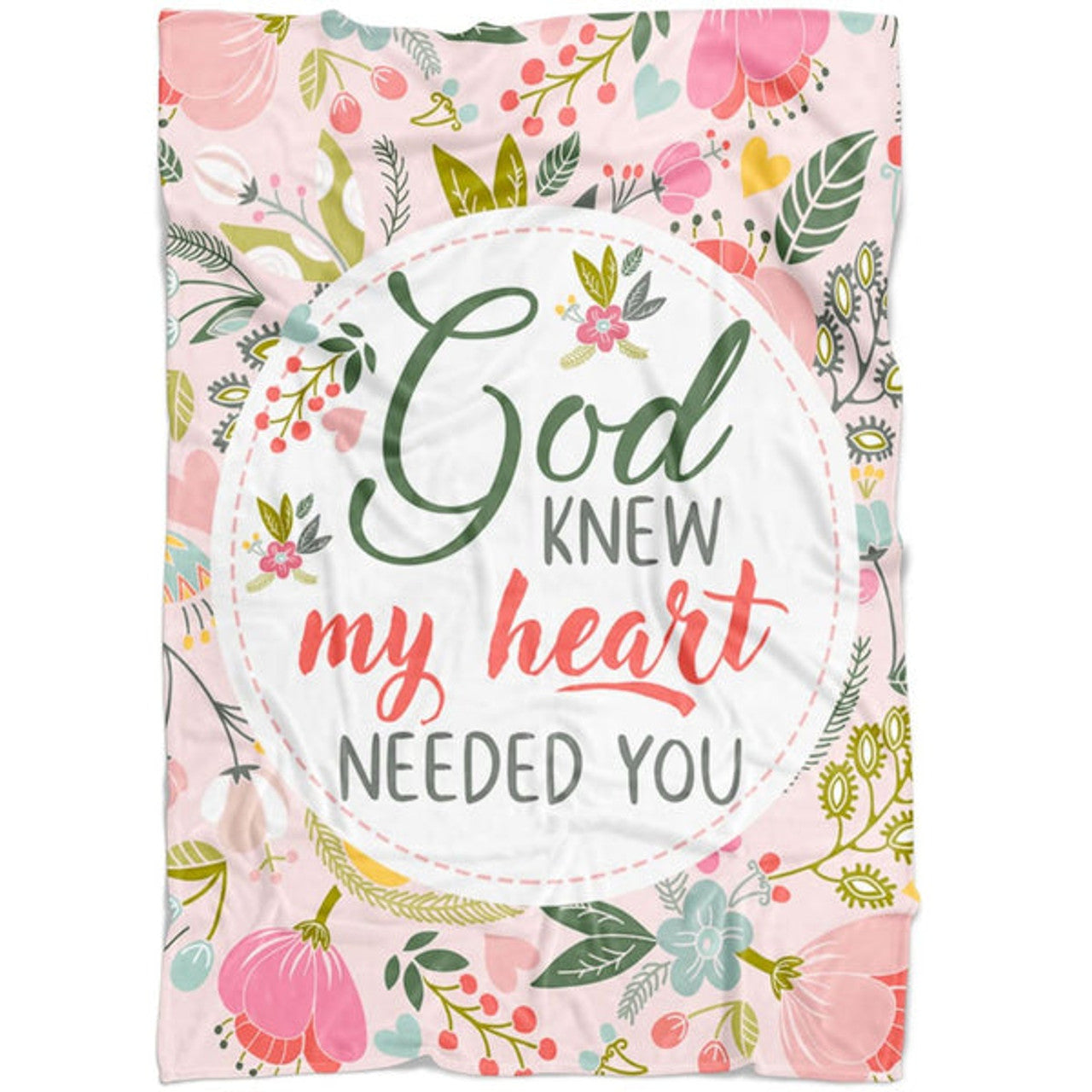 FUNSTUFFPRINT God Knew My Heart Needed You Fleece Blanket - Christian Blanket - Bible Verse Blanket