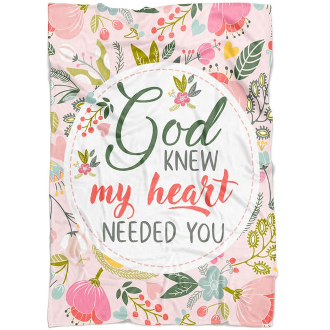 FUNSTUFFPRINT God Knew My Heart Needed You Fleece Blanket - Christian Blanket - Bible Verse Blanket