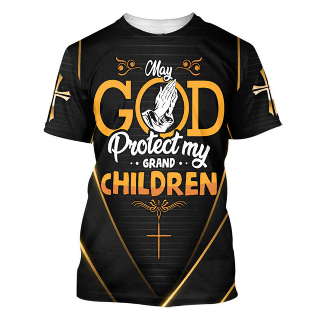 FUNSTUFFPRINT God Protect My Grandchildren Christian 3D T-shirt