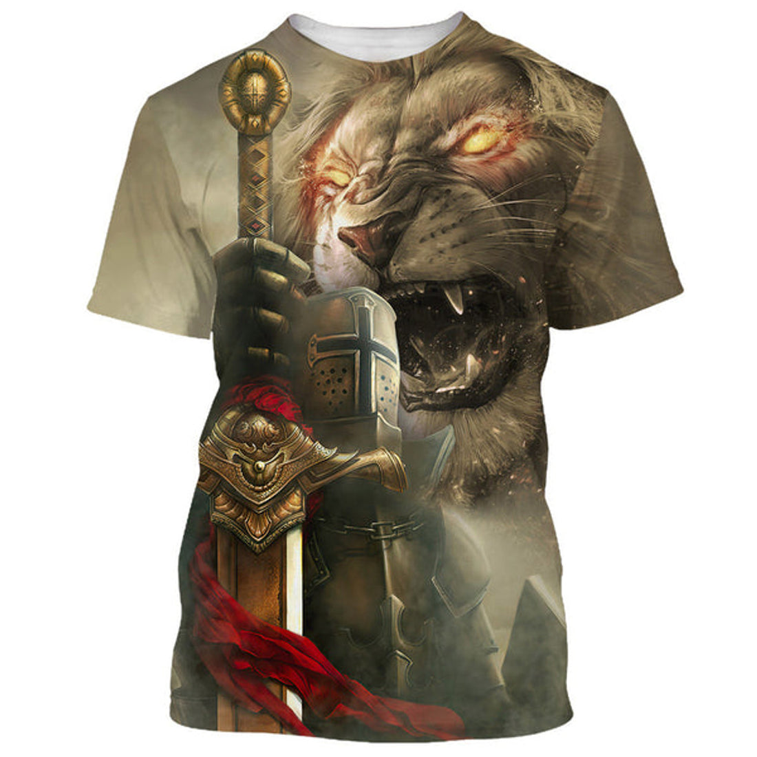 FUNSTUFFPRINT God Religion Christ Jesus Lion Christian 3D T-shirt
