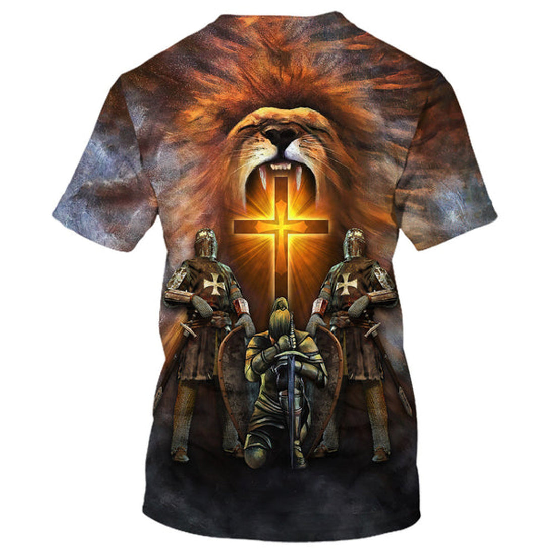 FUNSTUFFPRINT God Religion Christ Jesus With Lion Christian 3D T-shirt