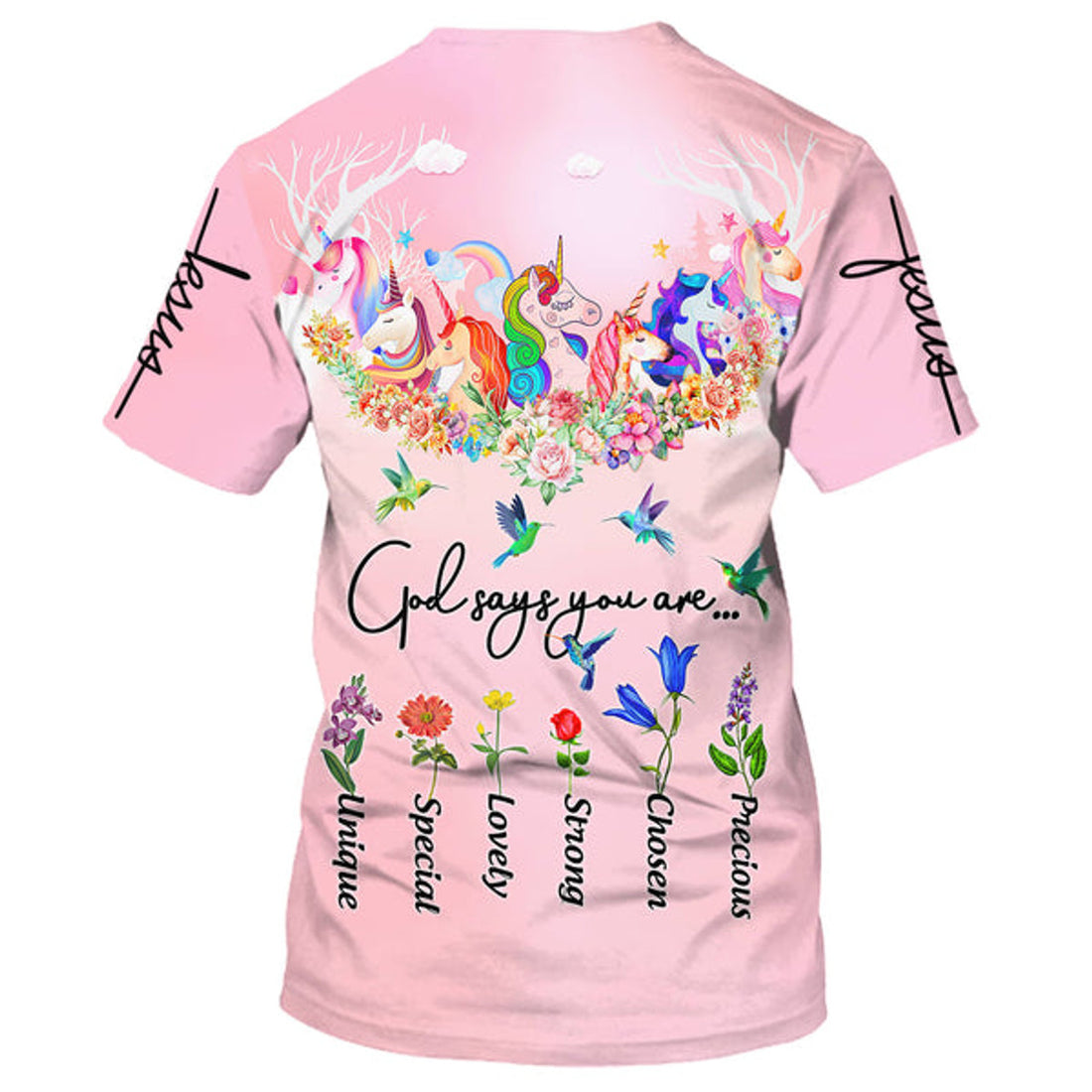 FUNSTUFFPRINT God Say You Are Unicorn And Hummingbird 3D All Over Printed Shirt for Men and Women 3D T-shirt